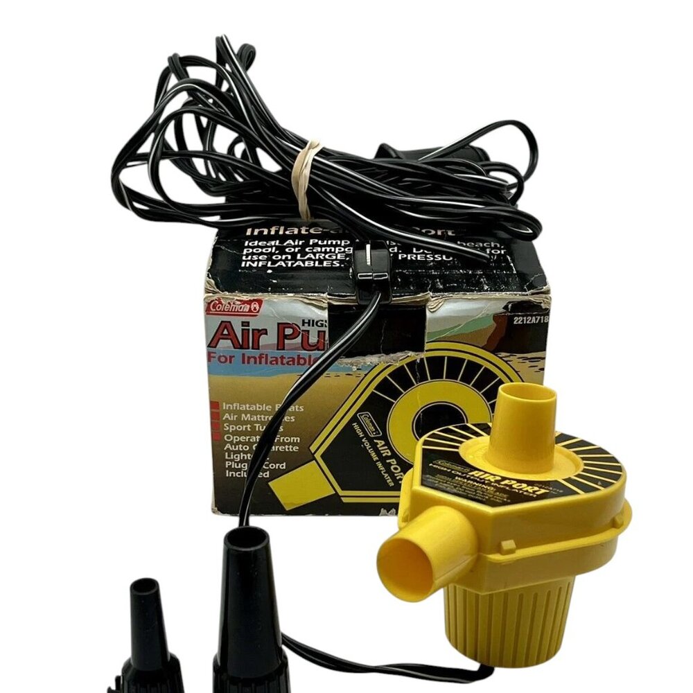 Vintage Coleman Inflate-All Air-Port Camping Air Pump Complete In Box - TESTED